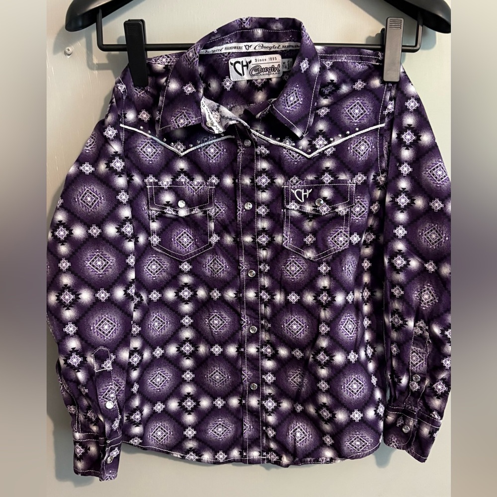 Cowgirl Hardware Girls Purple snap Shirt